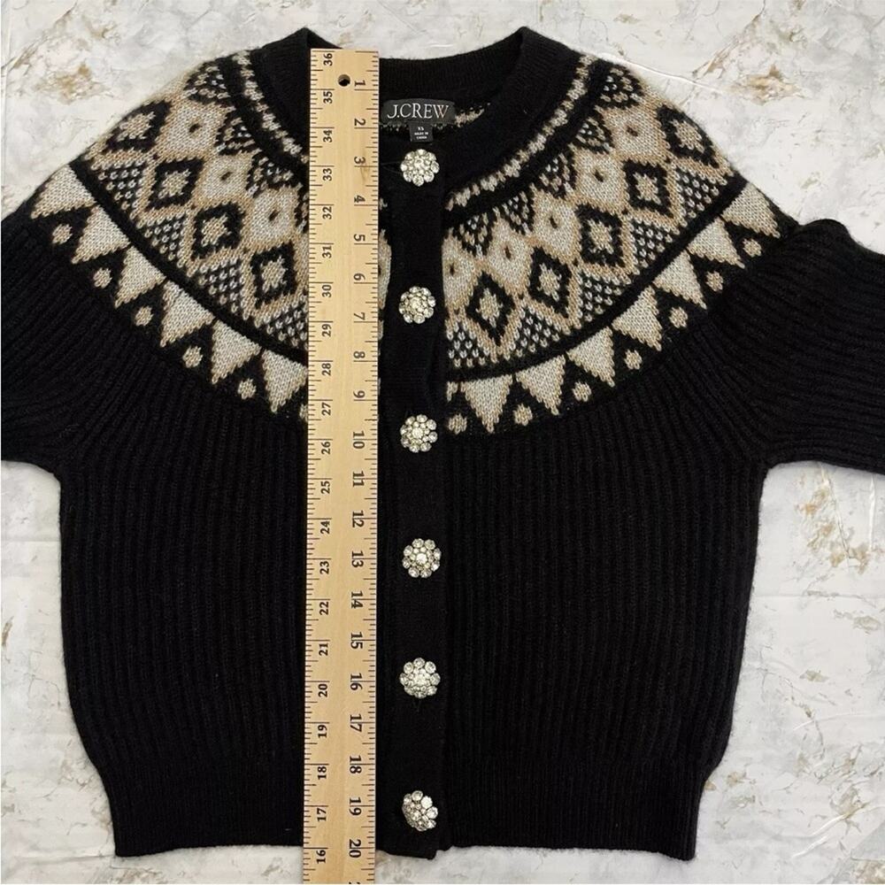 J.Crew fair isle cashmere cardigan rhinestone jewel buttons sweater size S - Picture 6 of 13